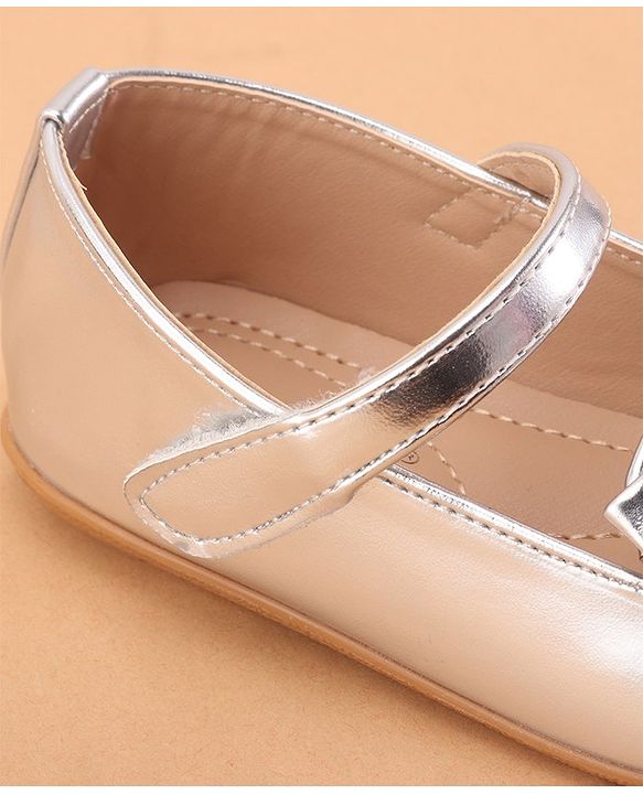 Cute Walk by Babyhug Velcro Closure Ballerina With Bow Applique- Silver