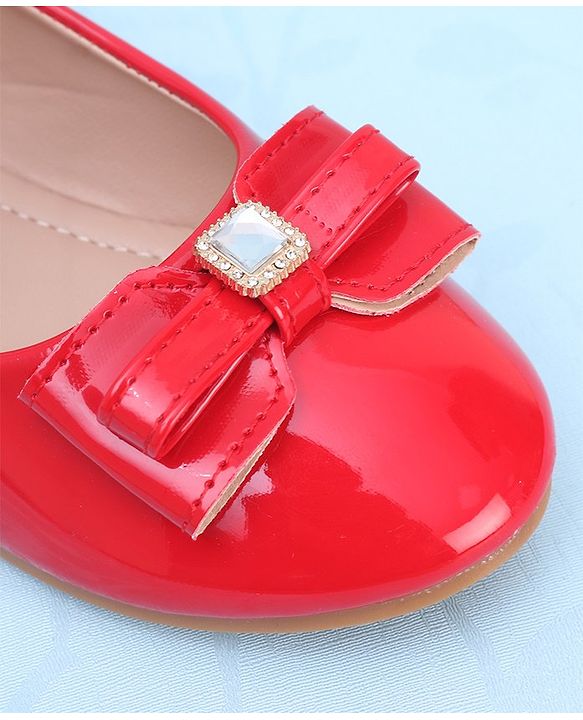 Pine Kids Ballerina with Velcro Closure &  Bow Applique - Red