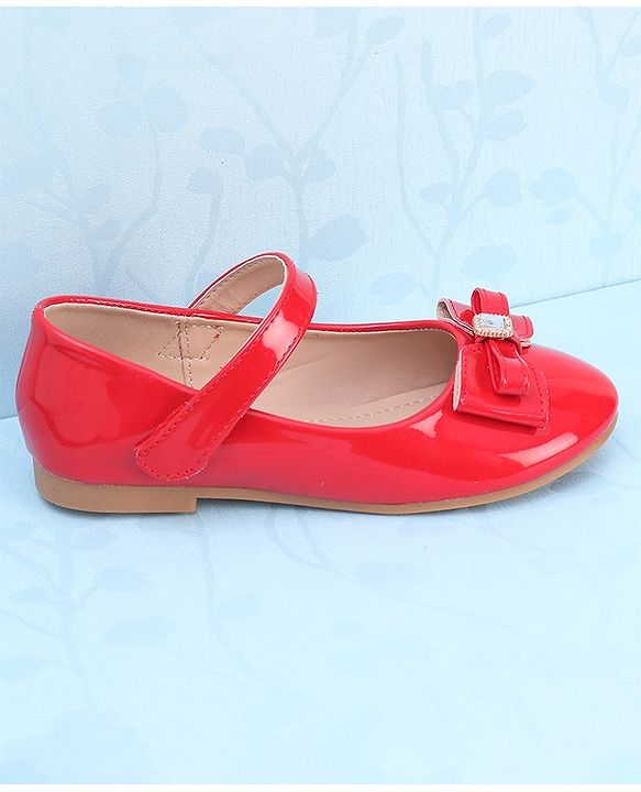 Pine Kids Ballerina with Velcro Closure &  Bow Applique - Red