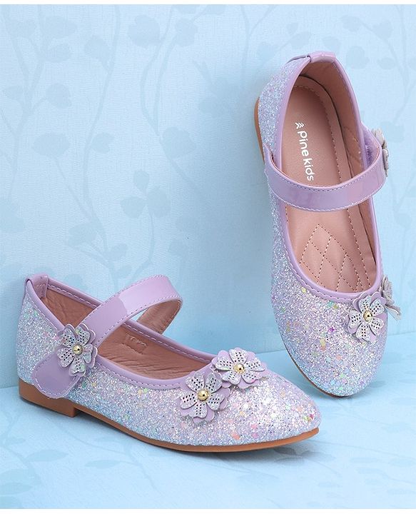 Pine Kids Velcro Closure Ballerina With Floral Applique - Pink