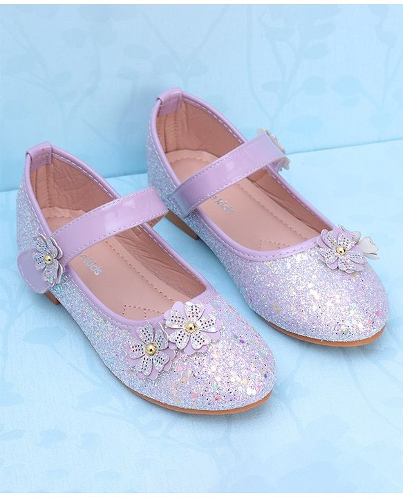 Pine Kids Velcro Closure Ballerina With Floral Applique - Pink