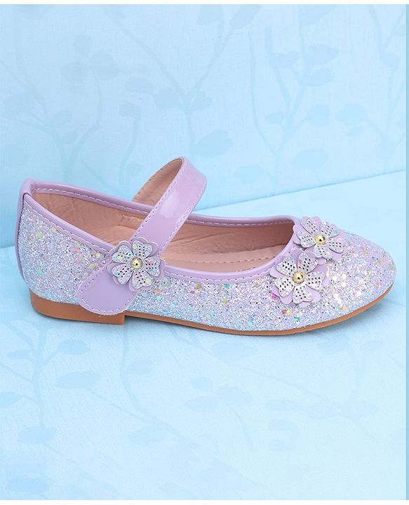 Pine Kids Velcro Closure Ballerina With Floral Applique - Pink