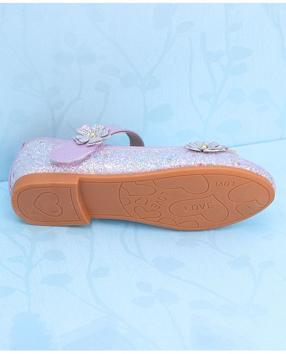 Pine Kids Velcro Closure Ballerina With Floral Applique - Pink