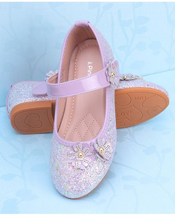 Pine Kids Velcro Closure Ballerina With Floral Applique - Pink