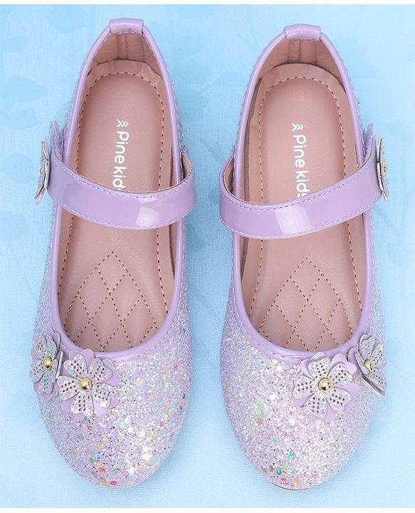 Pine Kids Velcro Closure Ballerina With Floral Applique - Pink