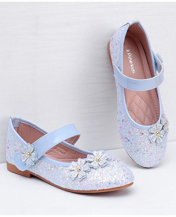 Pine Kids Velcro Closure Ballerina With Floral Applique - Pink