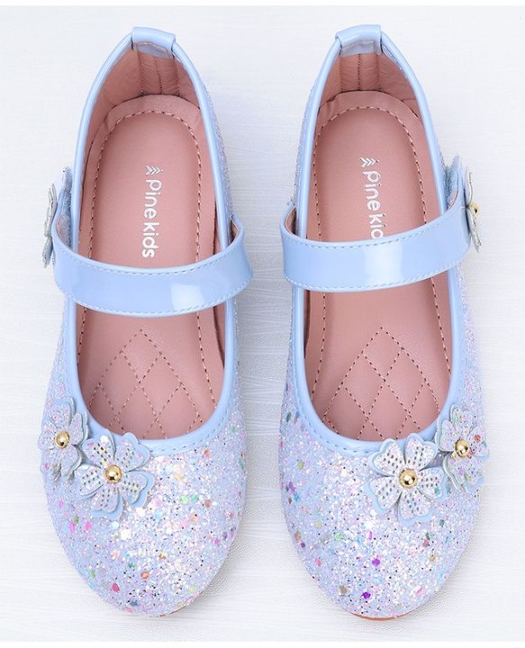 Pine Kids Velcro Closure Ballerina With Floral Applique - Pink