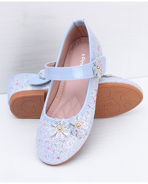 Pine Kids Velcro Closure Ballerina With Floral Applique - Pink
