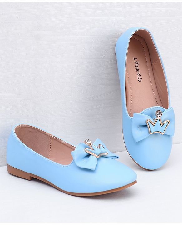 Pine Kids Slip On Ballerina With Bow Applique - Blue