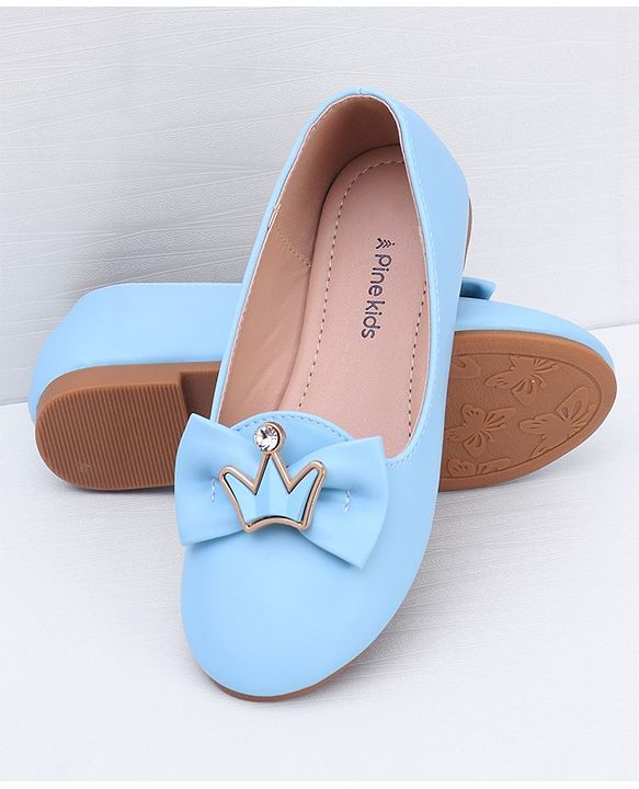 Pine Kids Slip On Ballerina With Bow Applique - Blue