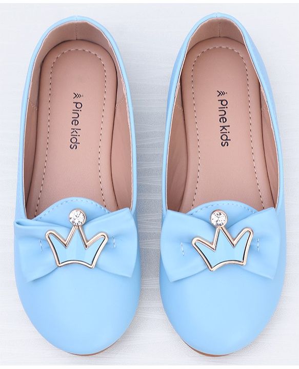 Pine Kids Slip On Ballerina With Bow Applique - Blue