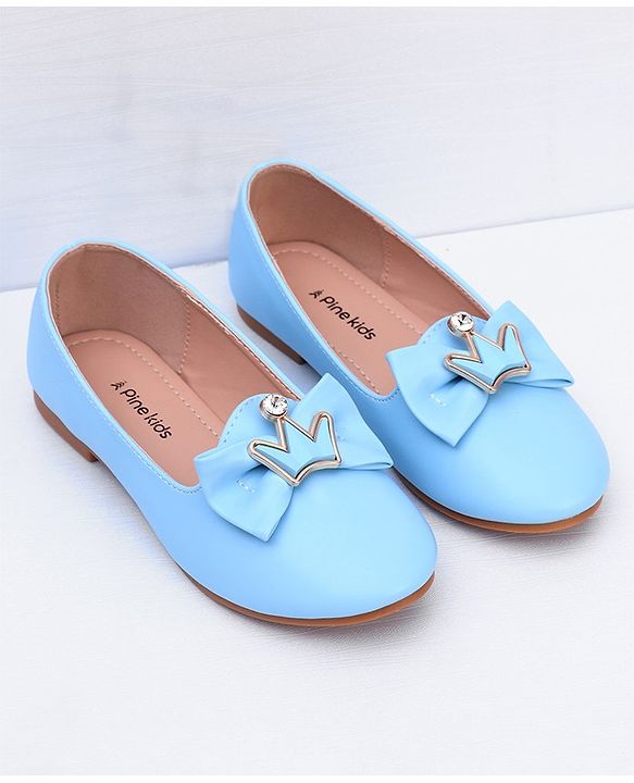 Pine Kids Slip On Ballerina With Bow Applique - Blue