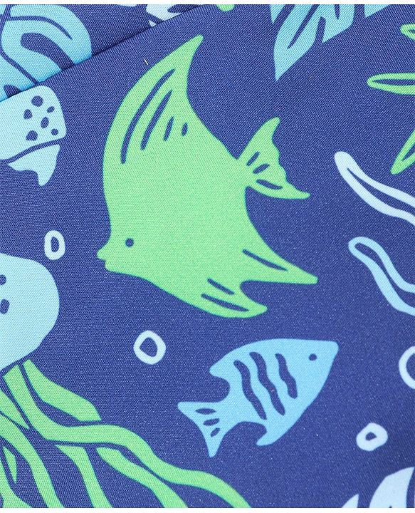 Babyhug Swimming Trunks Marine Life Print - Navy Blue