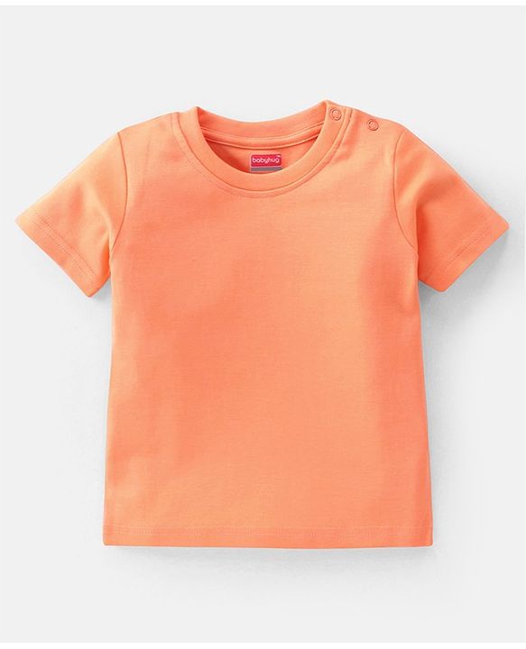 Babyhug 100% Cotton Single Jersey Knit Dungaree and Half Sleeves Tee Set Bunny Print - Orange & Blue