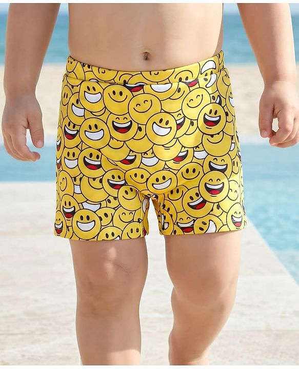 Babyhug Smiley Print Swimming Trunk - Yellow