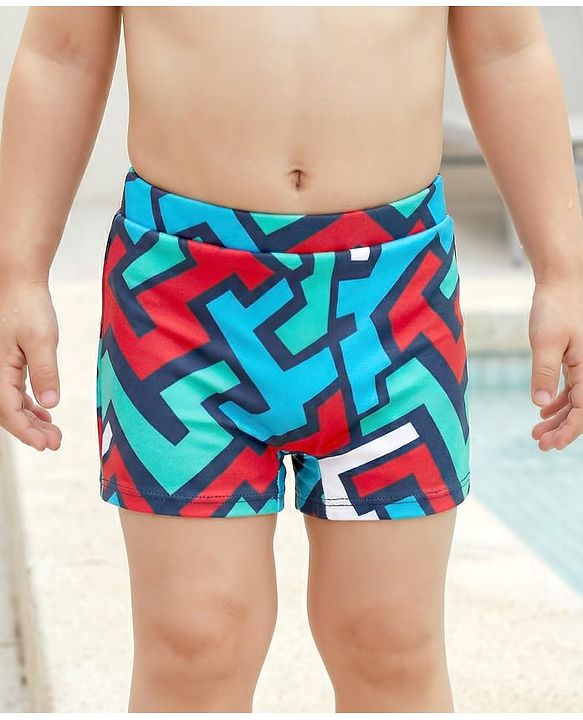 Babyhug Abstract Print Swimming Trunk - Multicolor