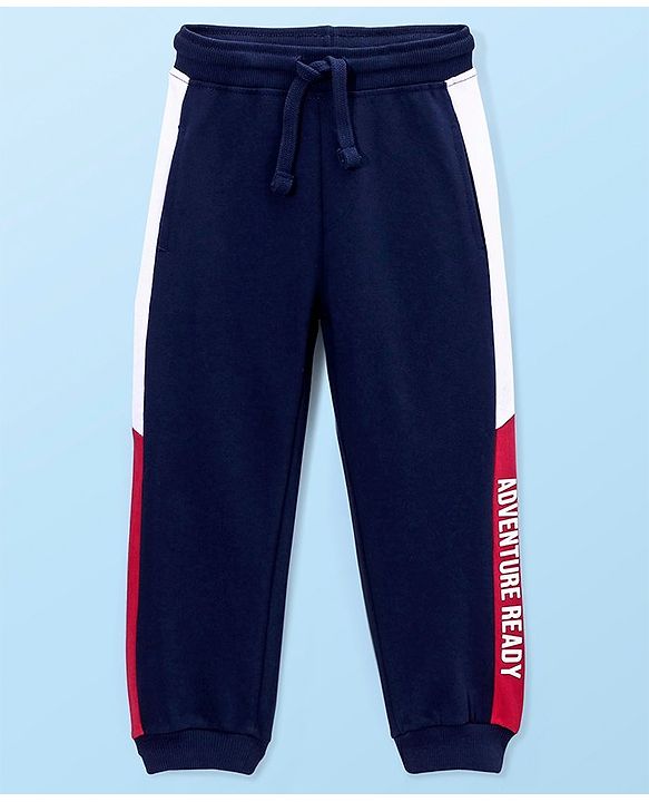Babyhug Cotton Looper Full Length Lounge and Track Pants - Navy Blue