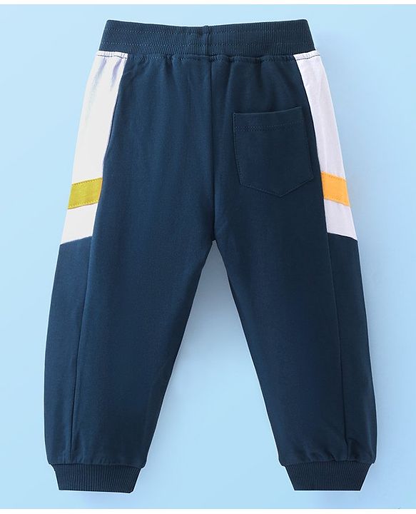 Babyhug Cotton Looper Full Length Lounge Pant With Text Print - Navy Blue