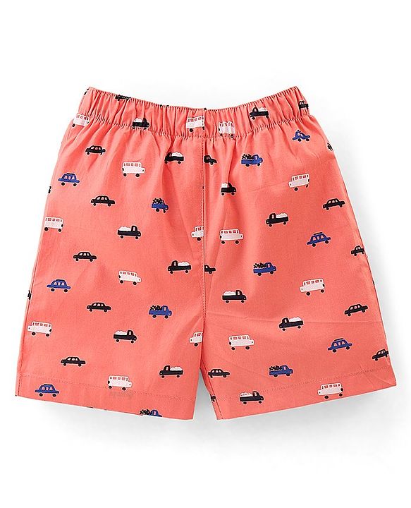 Babyhug Cotton Woven Regular Boxers Lion & Car Print Pack of 3 - White Navy & Pink