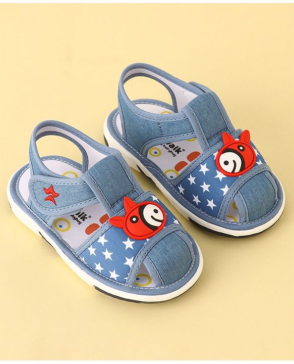 Cute Walk by Babyhug Musical Sandals With Velcro Closure - Light Blue
