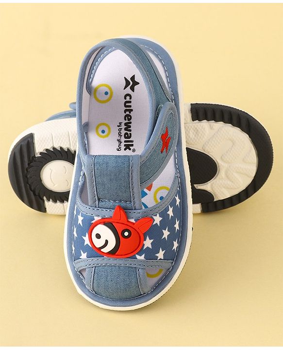 Cute Walk by Babyhug Musical Sandals With Velcro Closure - Light Blue