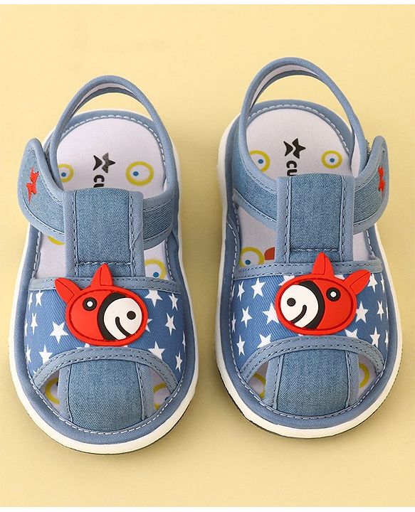 Cute Walk by Babyhug Musical Sandals With Velcro Closure - Light Blue