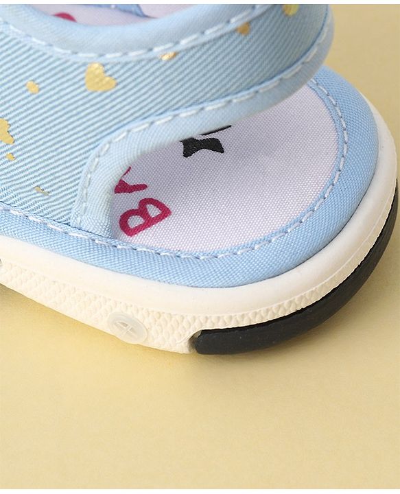 Cute Walk by Babyhug Velcro Closure Musical Sandals Butterfly Applique - Blue