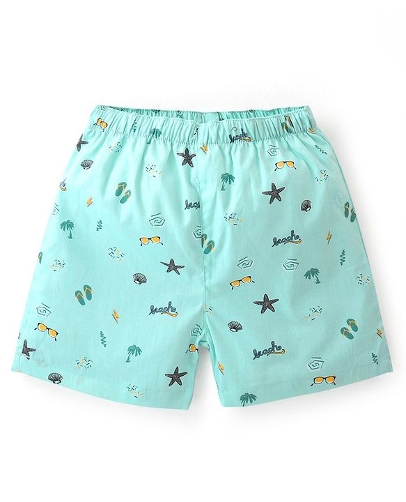 Babyhug Cotton Woven Regular Boxers Cars & Boats Print Pack of 3 - Blue Pink & Yellow