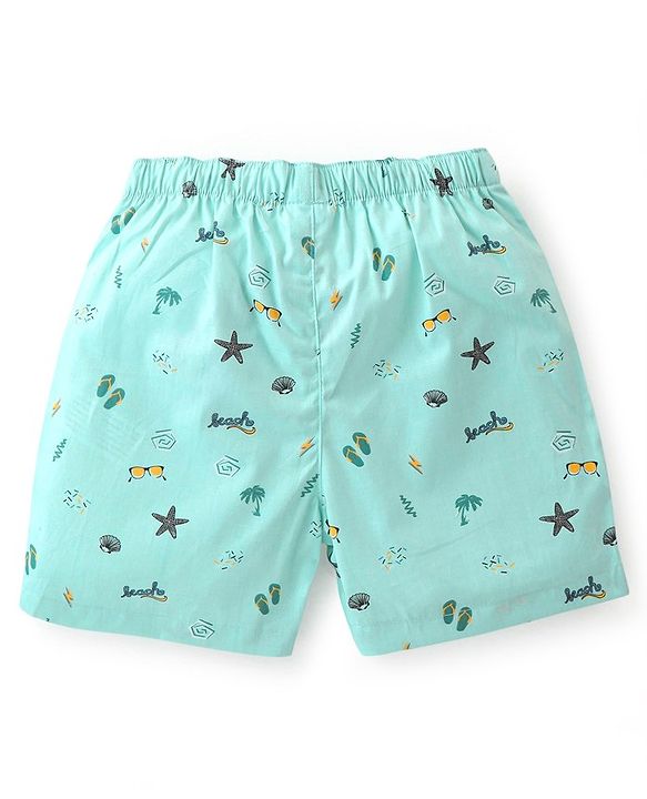 Babyhug Cotton Woven Regular Boxers Cars & Boats Print Pack of 3 - Blue Pink & Yellow