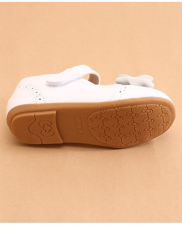 Cute Walk by Babyhug Ballerina with Bow Applique & Velcro Closure -White