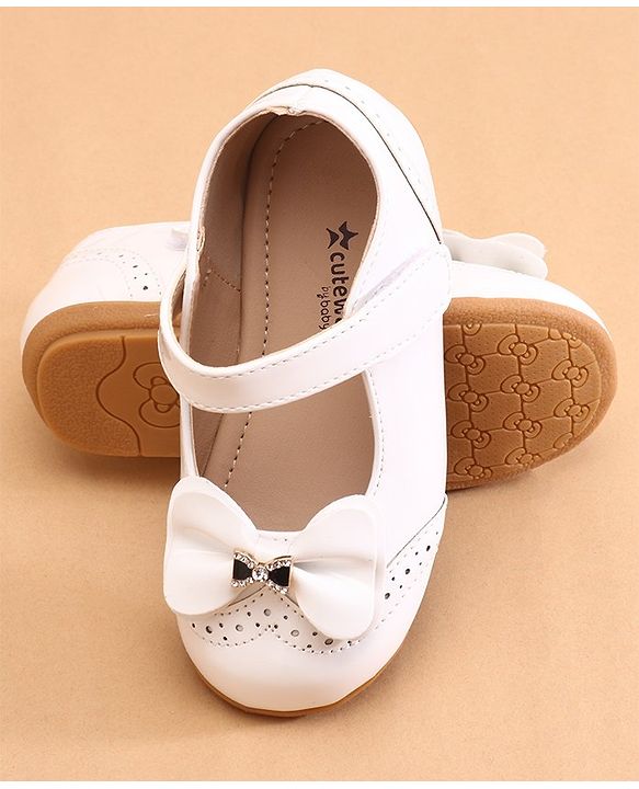 Cute Walk by Babyhug Ballerina with Bow Applique & Velcro Closure -White