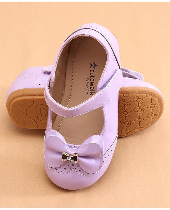 Cute Walk by Babyhug Ballerina with Bow Applique & Velcro Closure -White