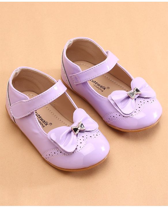 Cute Walk by Babyhug Ballerina with Bow Applique & Velcro Closure -White