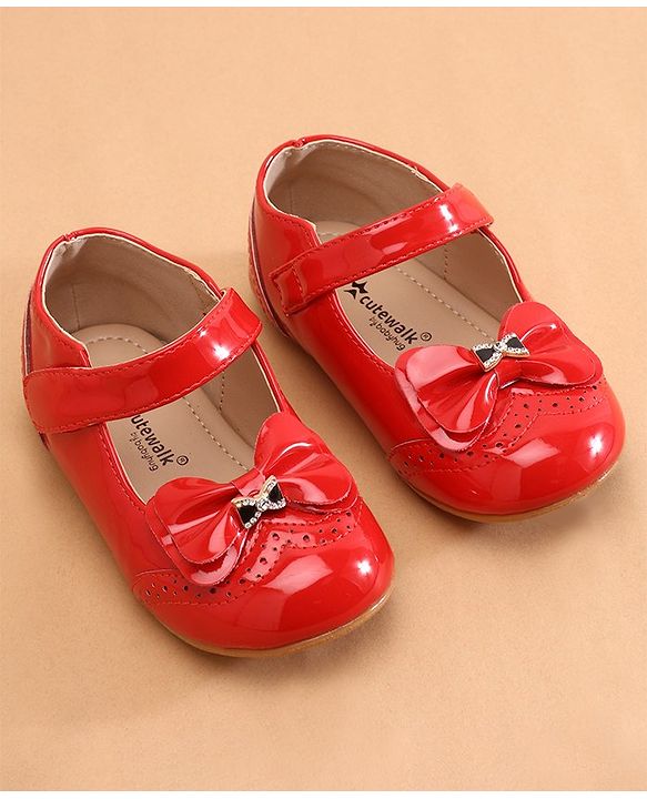 Cute Walk by Babyhug Ballerina with Bow Applique & Velcro Closure -White