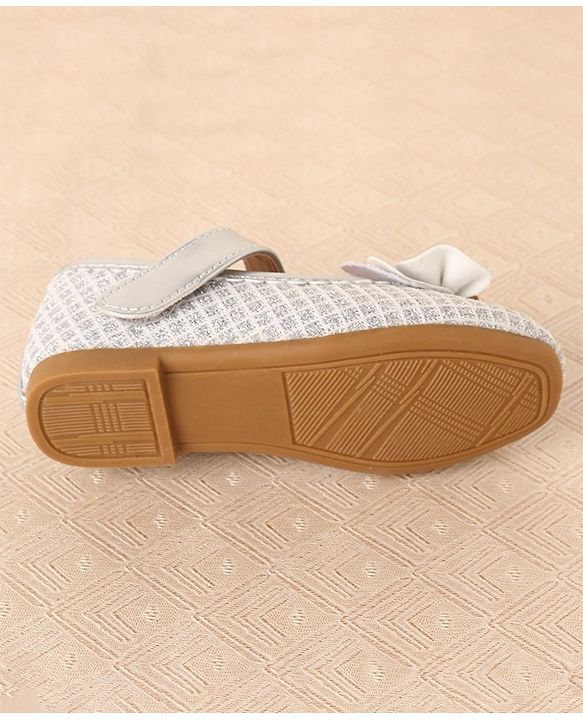 Cute Walk by Babyhug Ballerinas with Velcro Closure & Bow Applique-  Sliver