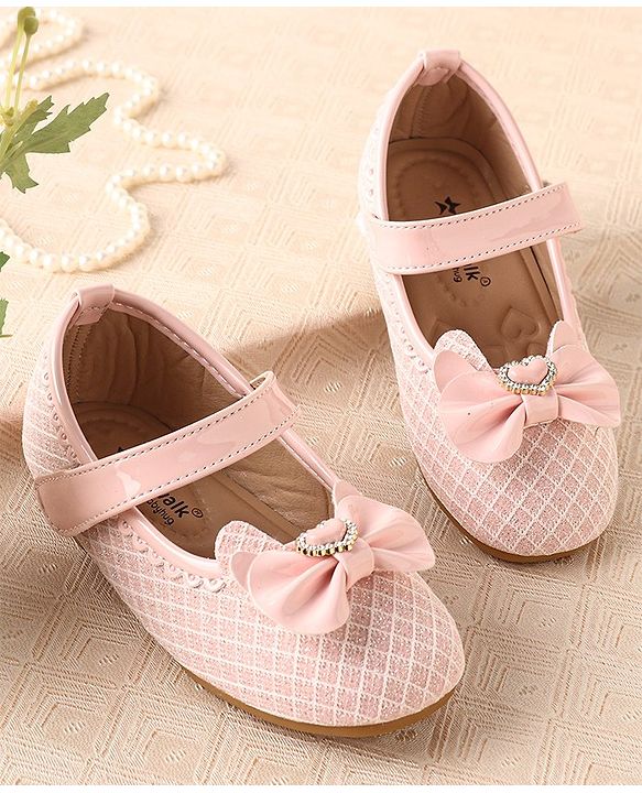 Cute Walk by Babyhug Ballerinas with Velcro Closure & Bow Applique-  Pink