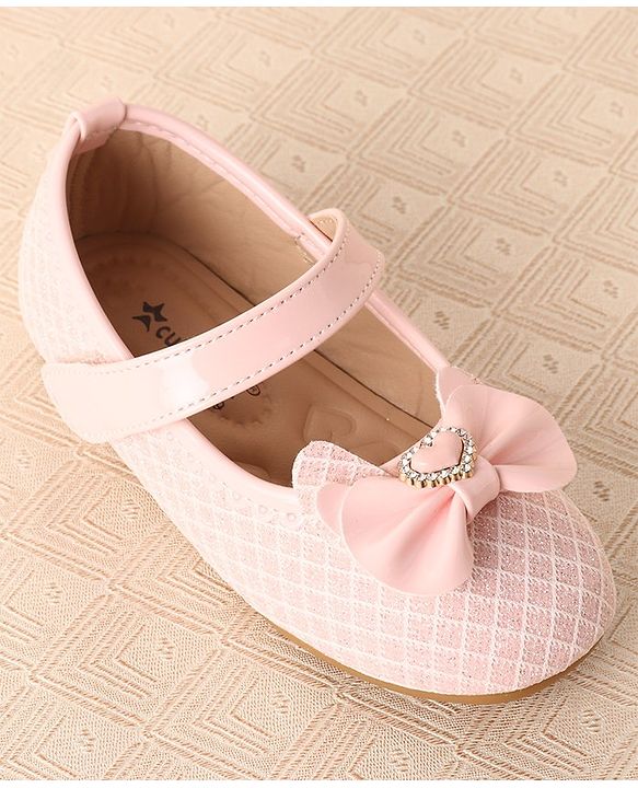 Cute Walk by Babyhug Ballerinas with Velcro Closure & Bow Applique-  Pink
