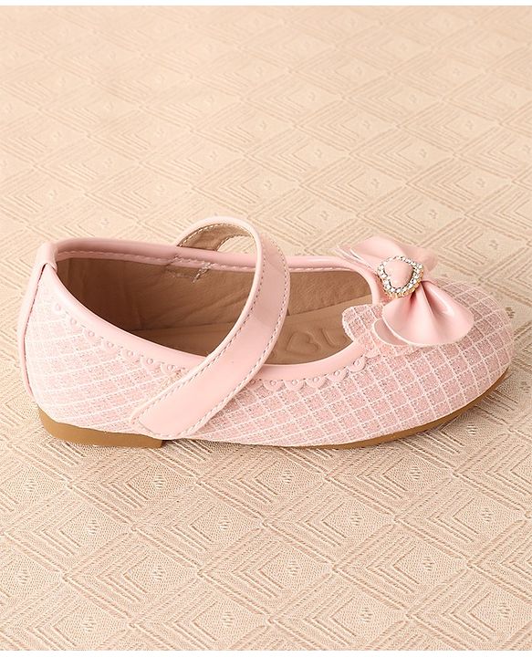 Cute Walk by Babyhug Ballerinas with Velcro Closure & Bow Applique-  Pink