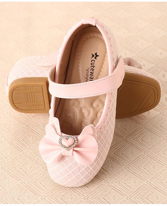 Cute Walk by Babyhug Ballerinas with Velcro Closure & Bow Applique-  Pink