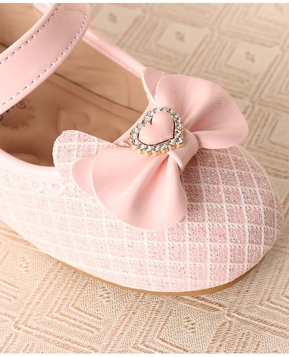 Cute Walk by Babyhug Ballerinas with Velcro Closure & Bow Applique-  Pink