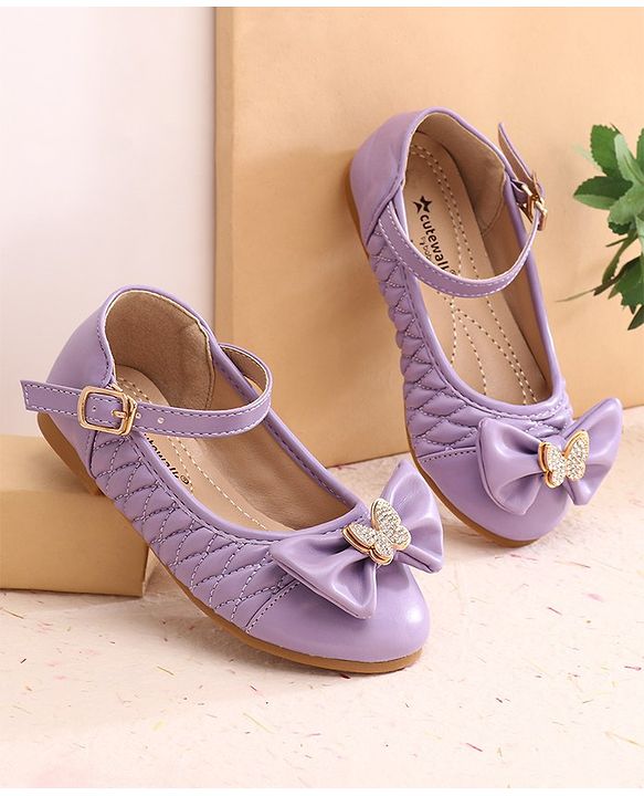 Cute Walk by Babyhug Ballerina with Buckle Closure  & Bow Applique-  Purple