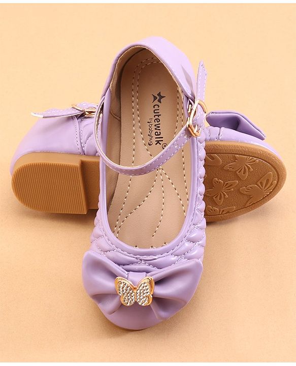 Cute Walk by Babyhug Ballerina with Buckle Closure  & Bow Applique-  Purple