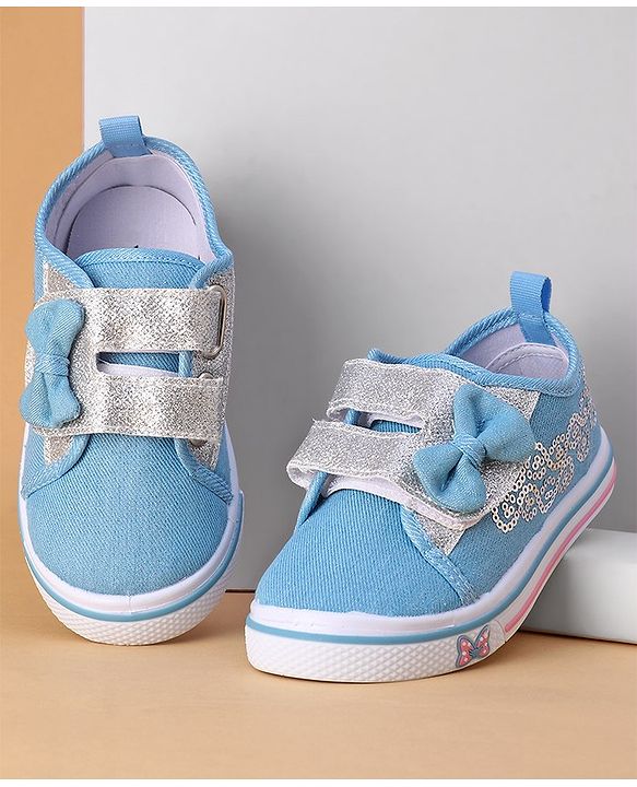 Cute Walk by Babyhug Casual Shoes With Velcro Closure and Bow  Applique - Blue
