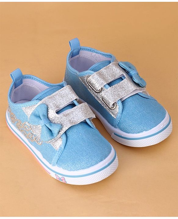 Cute Walk by Babyhug Casual Shoes With Velcro Closure and Bow  Applique - Blue