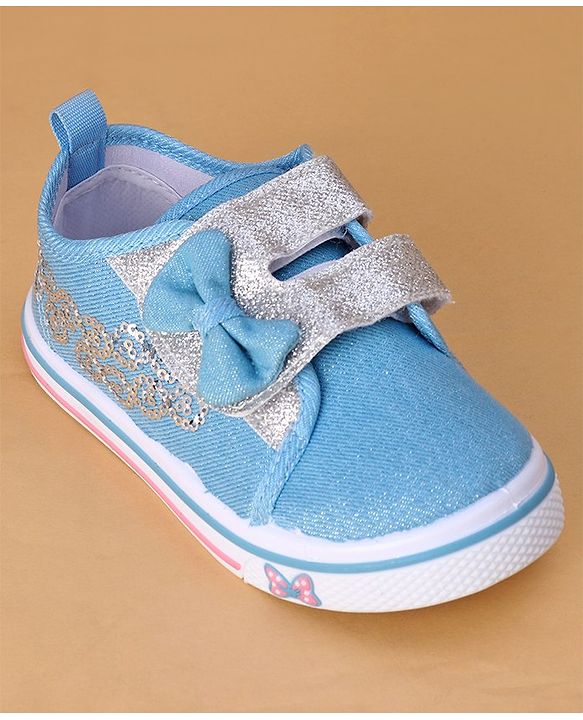Cute Walk by Babyhug Casual Shoes With Velcro Closure and Bow  Applique - Blue