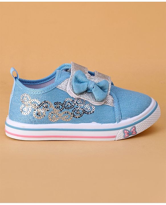 Cute Walk by Babyhug Casual Shoes With Velcro Closure and Bow  Applique - Blue