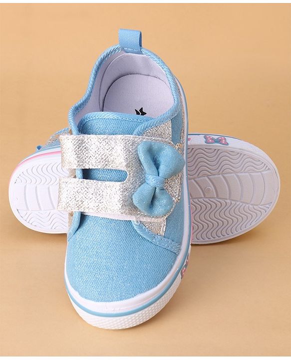 Cute Walk by Babyhug Casual Shoes With Velcro Closure and Bow  Applique - Blue