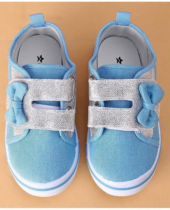Cute Walk by Babyhug Casual Shoes With Velcro Closure and Bow  Applique - Blue