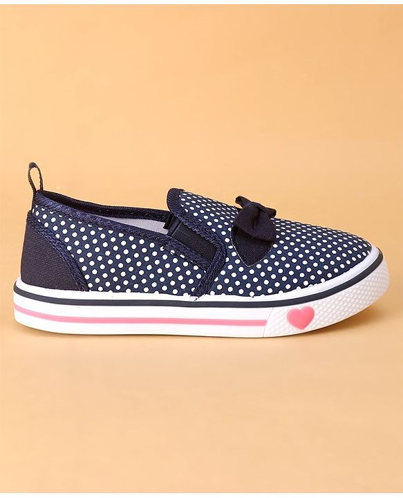 Cute Walk By Babyhug Slip On Casual Shoes Polka Dot With Bow - Blue
