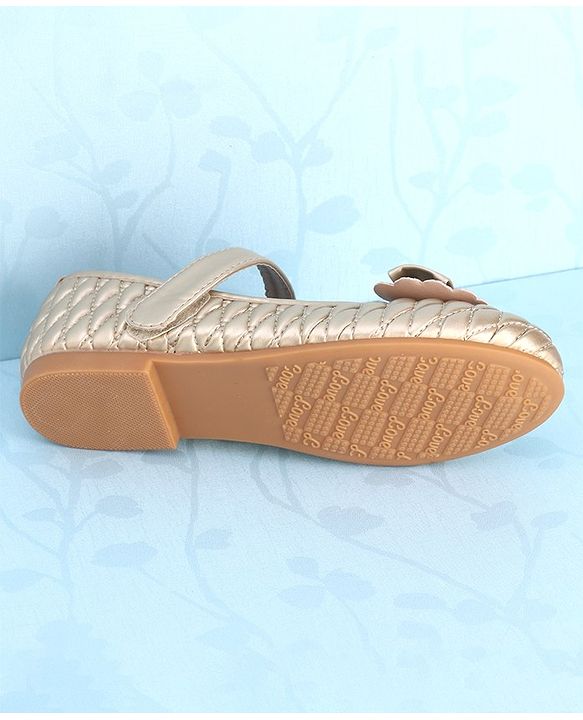Pine Kids Velcro Closure Ballerina With Bow Applique - Golden
